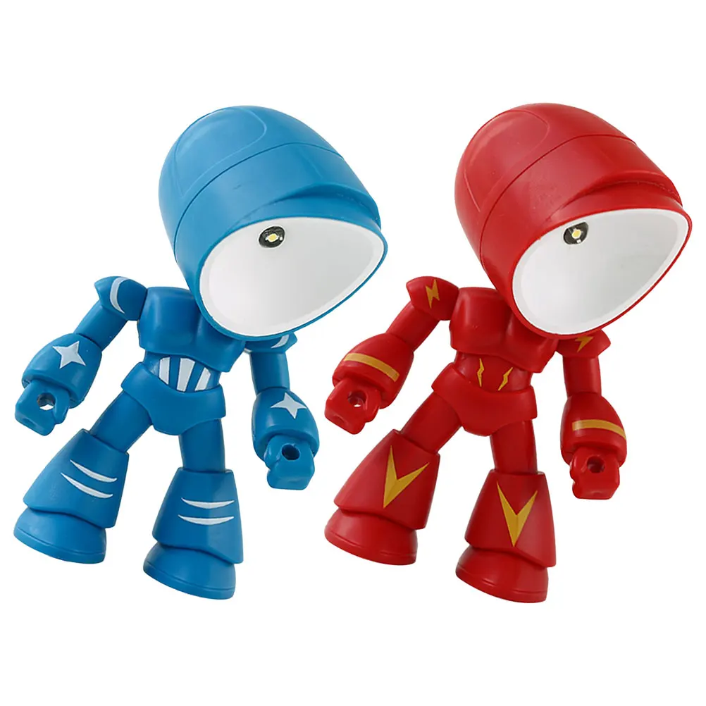 

2 Pcs Night Light Ornaments Cute Bedside Kids Lamps Nightlight for Room Robot Toy Small Nightstand Vintage