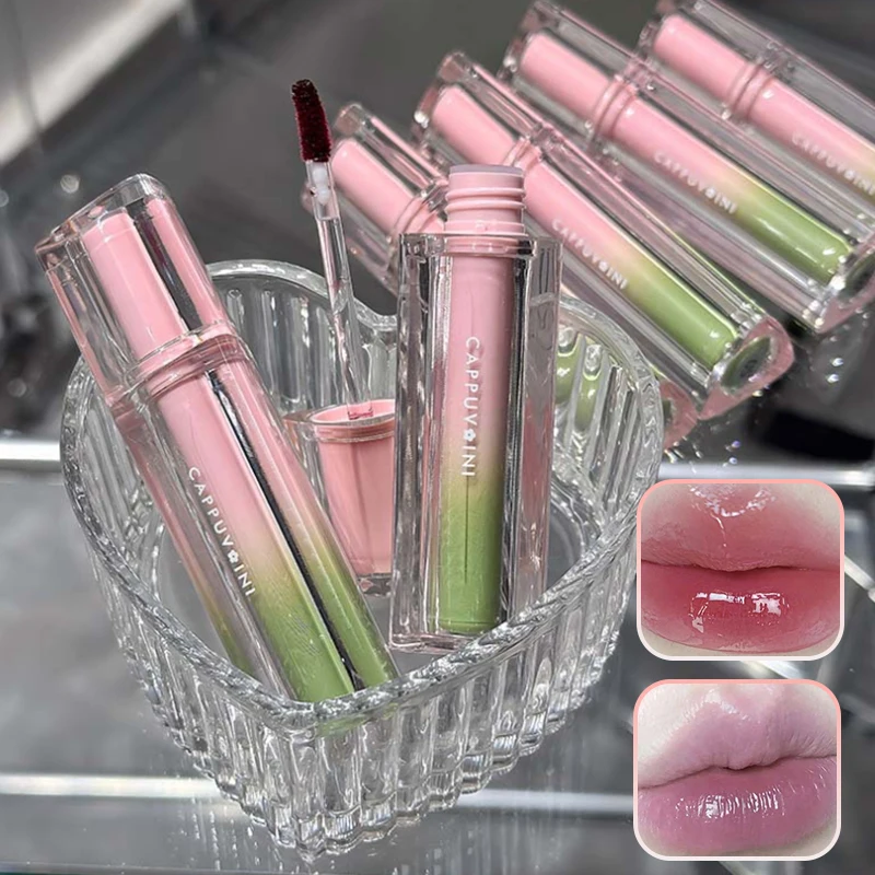 新しい1個入りカプビニ長持ち色落ちしないヌードパープルリップグレイズ保湿ウォーターテクスチャミラーリキッドリップティントメイクアップコスメティック