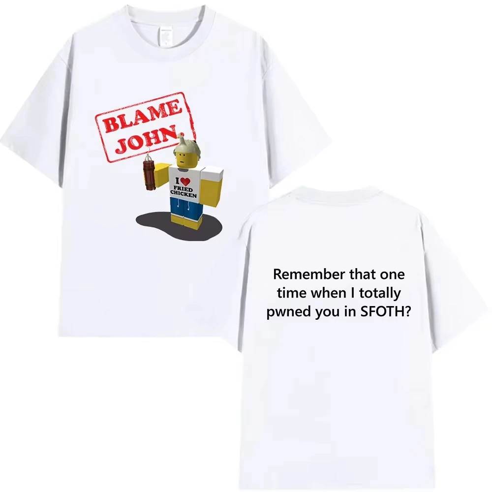 Lustiges Blame John Meme T-Shirt mit Shedletsky Forsaken Aufdruck, Kurzarm-T-Shirts für Männer und Frauen, Lässiges Baumwoll-T-Shirt von hoher Qualität – Detail 16