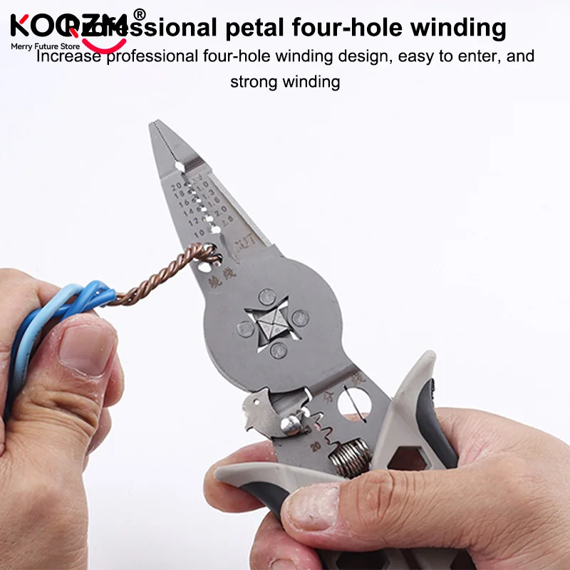 كهربائي متجرد الأسلاك متعددة الوظائف محددة كابل القاطع منحني الفم سلك متجرد العقص كماشة لف الأدوات اليدوية