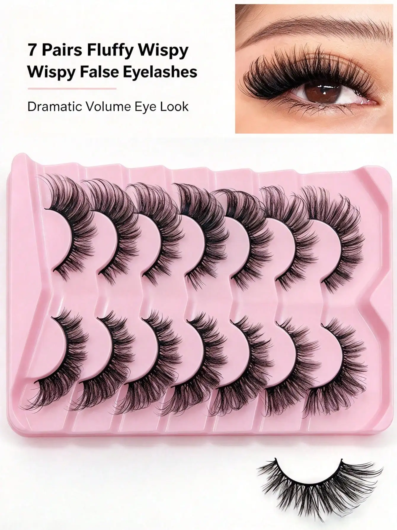 7 Paar Faux-Wimpern im Fuchsaugen-Stil, Katzenaugen-Wimpern, natürliche, flauschige, voluminöse, verlängerte Wimpern für die äußere Augenwinkelpartie, geeignet für Cosplay. – Detail 2