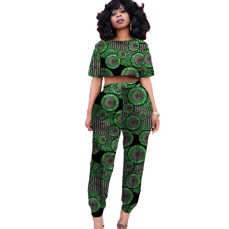 

Custom Size African Suits Original Design Women Mini Tops Patch Jogger Pants Nigerian Fashion Lady's Ankara Print Party Wear