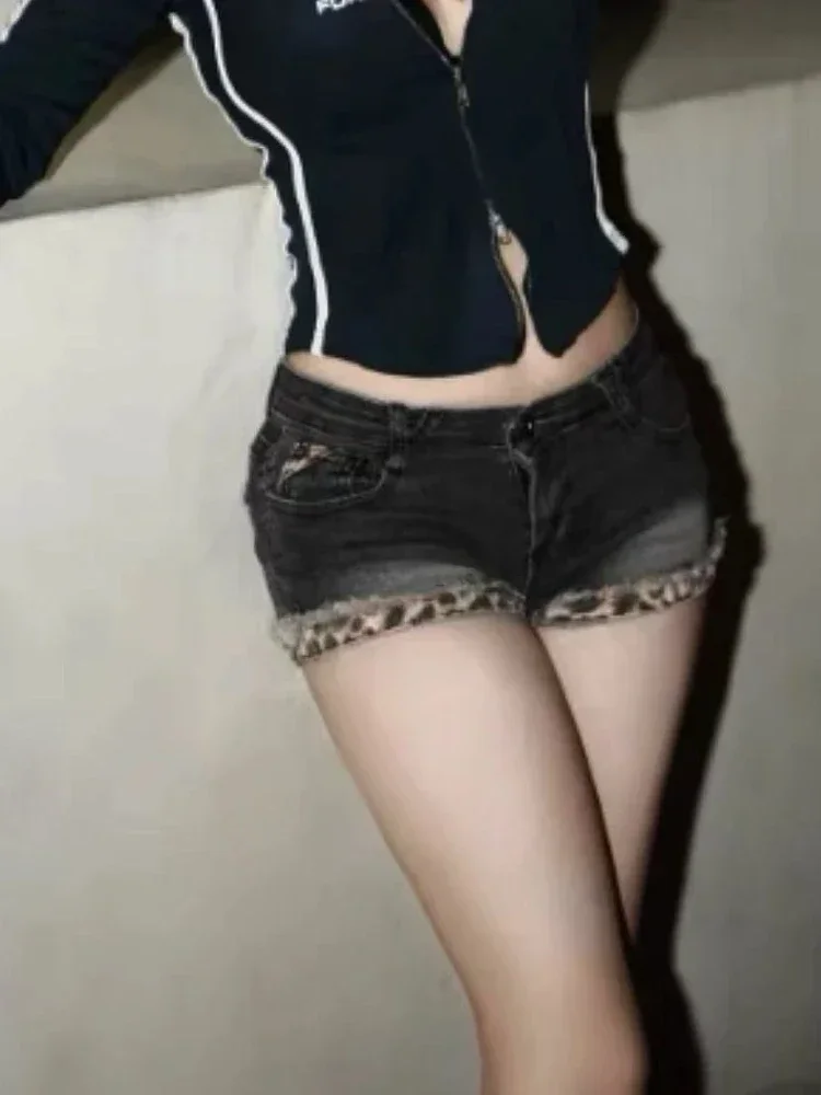 

Короткие уличные шорты в стиле ретро с леопардовым принтом, облегающие джинсовые шорты в стиле панк, женские сексуальные облегающие джинсы Y2k, новинка лета 2023 г.