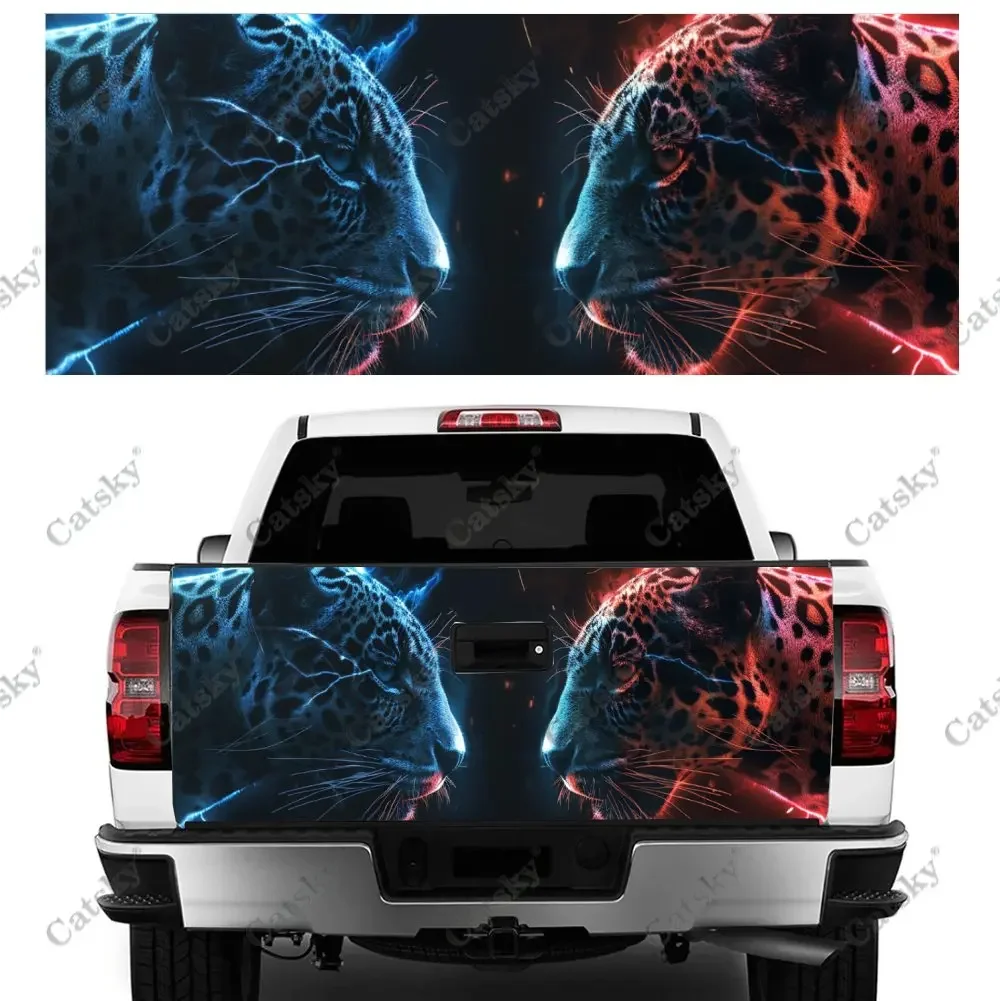 

Animal Leopard Face to Face Print Car Tail Trunk Protect Vinly Decal Auto Accessories Hood Decor Sticker for Off-road Pickup