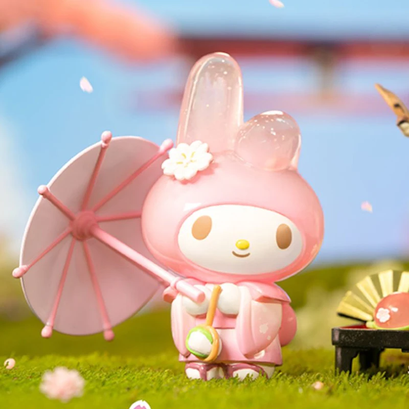 Echt Sanrio Figuur Blossom En Wagashi Serie Pompompurin Mymelody Kuromi Cinnamoroll Actie Beeldjes Model Poppen Kinderen Speelgoed