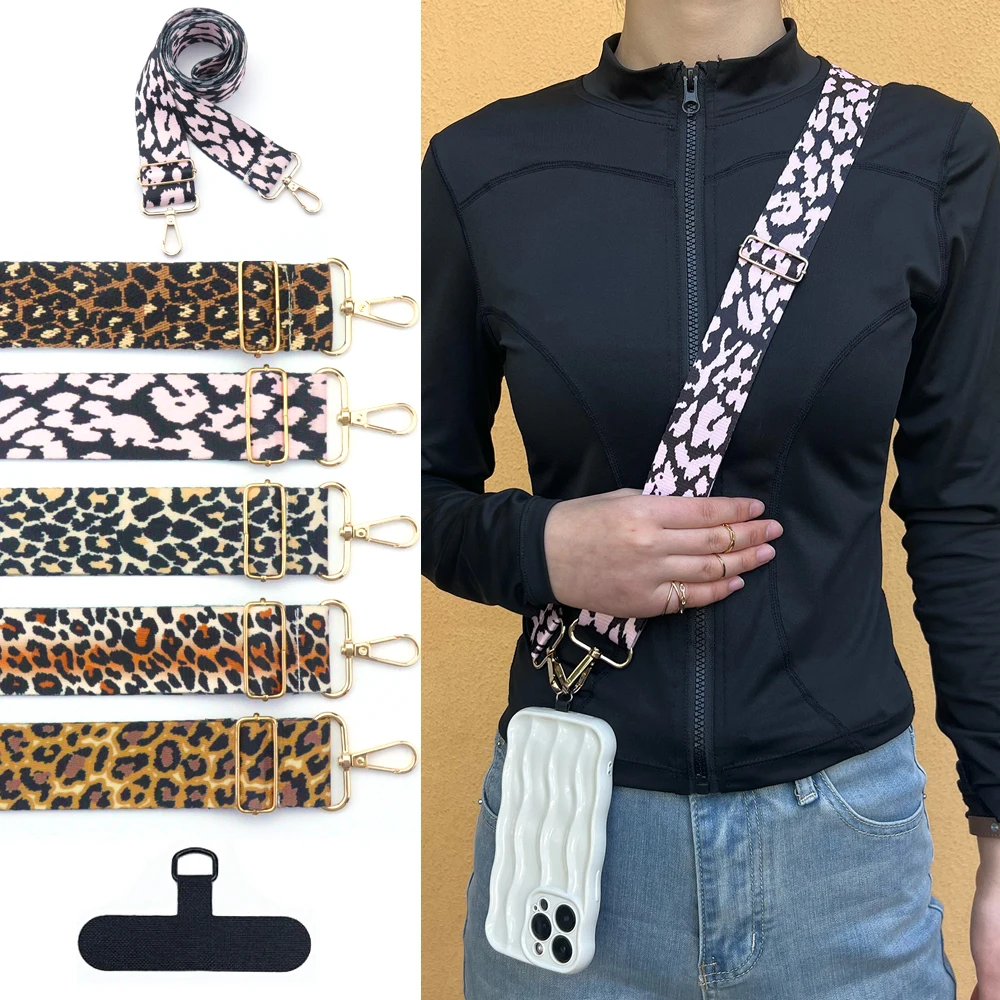 Multicolor Leopard Print Phone Lanyard Strap Adjustable Bag Camera Phone Sleeve Accessories Pendant