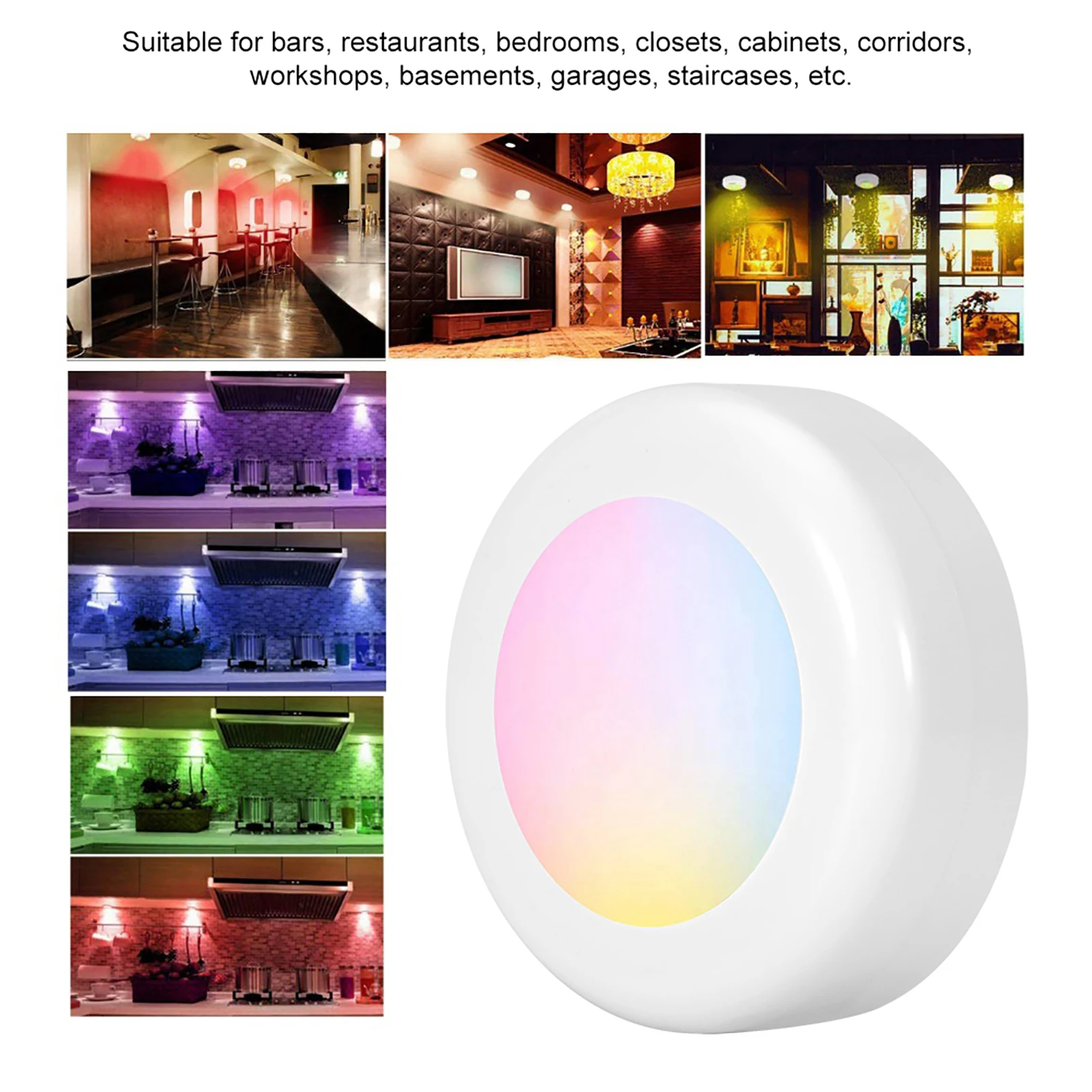 ZK40 Wireless LED Puck Light RGB 12 Colors Dimmable Night Hall Lamp