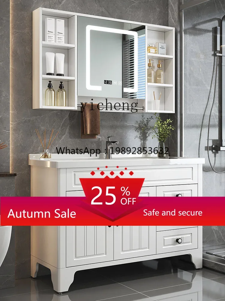 

Oak Bathroom Cabinet Combination Floor Simple Modern Solid Wood Bathroom Sink Washbasin