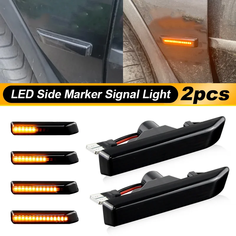Car Front Wing Smoke Lens Dynamic LED Side Marker Repeater Indicator Light 63132492179 63137164491 For BMW X5 E53 E36