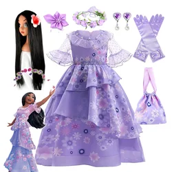 Kids Isabella Princess Purple Fancy Ruffles Birthday Party Dress Up Gown For Girls Halloween Carnival Cosplay Encanto Costumes