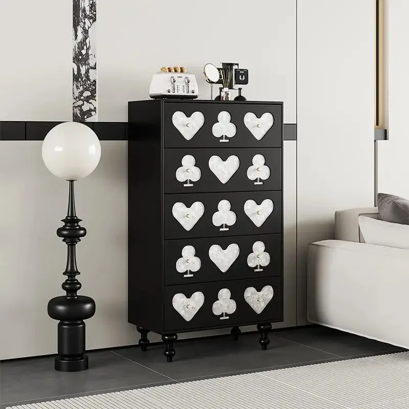 

French shell chest of drawers solid wood porch partition cabinet home storage cabinet antique love retro bedroom drawer