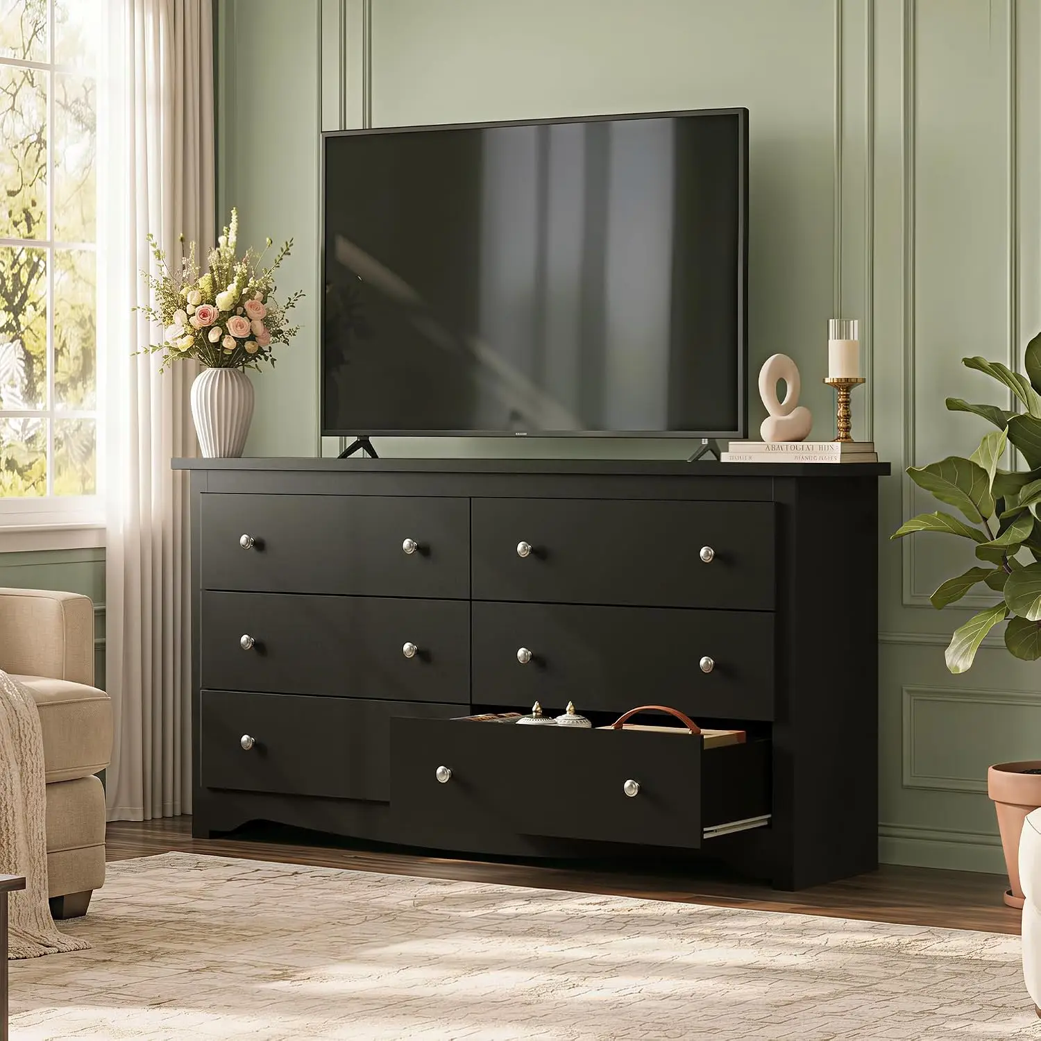6-Drawer Modern TV Stand 59