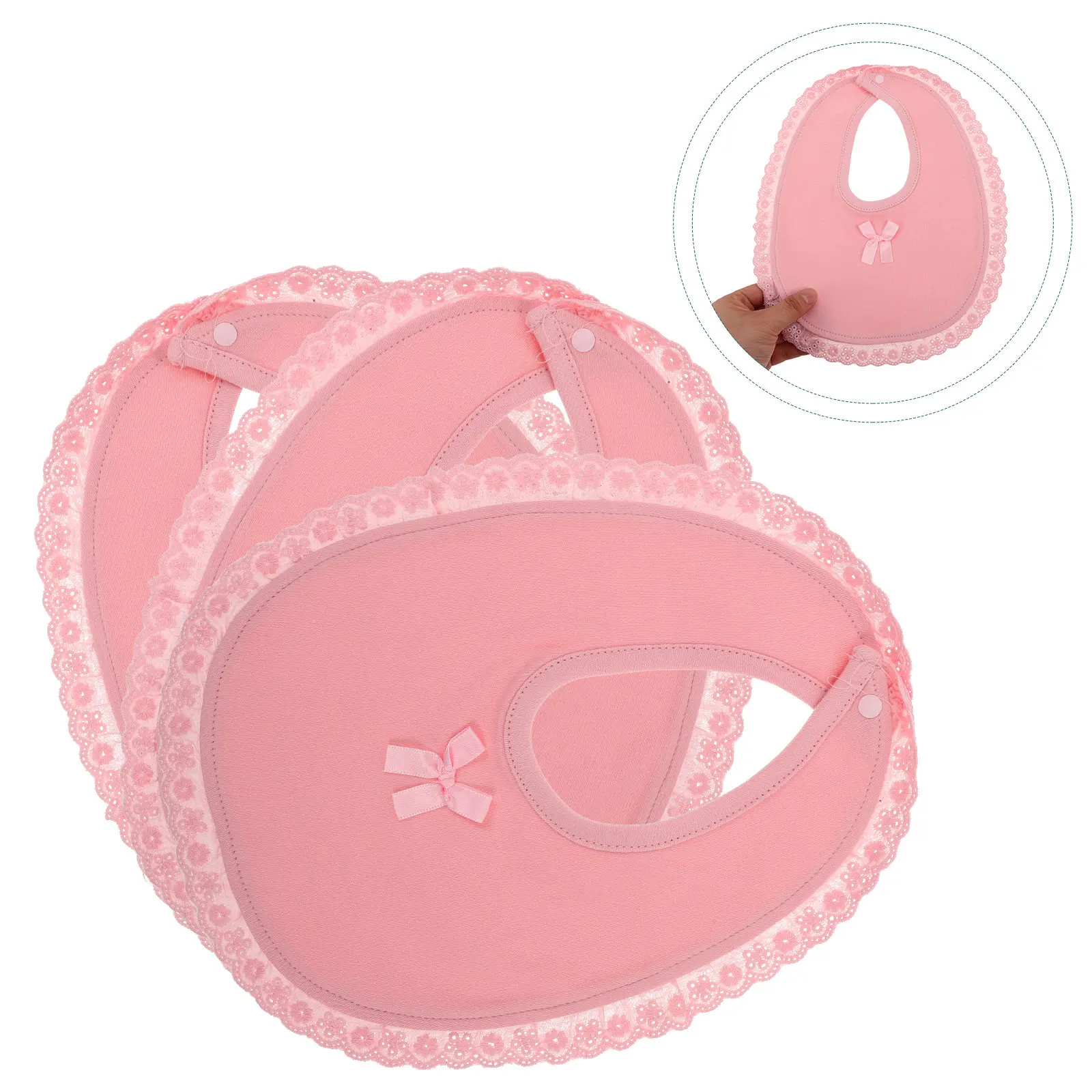 

3Pcs Baby Princess Lace Edge Bibs Soft Absorbent Cotton Drool Bibs for Newborn Infant Toddler Teething Feeding Eating