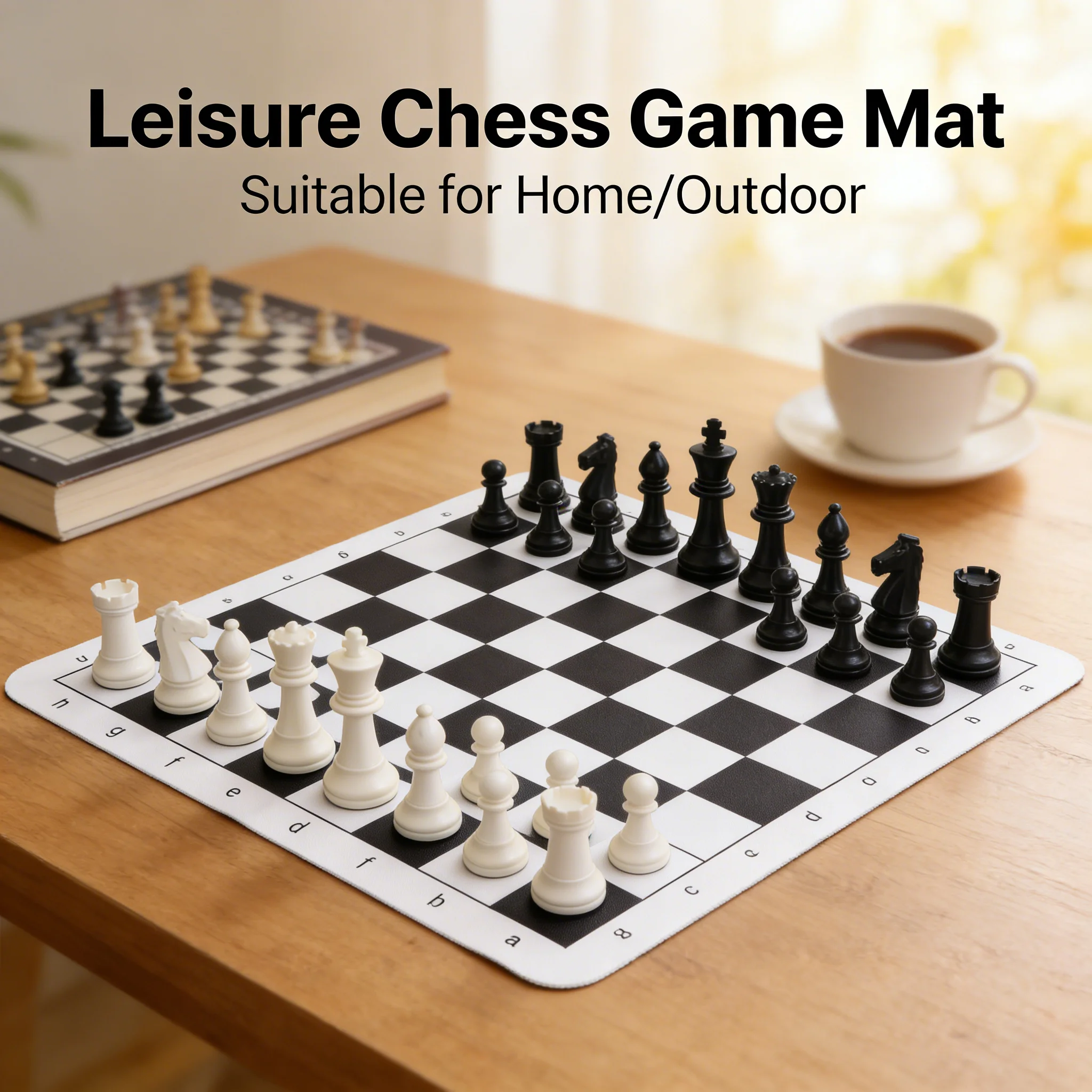 Foldable Chessboard Mat, Portable Standard Chess Board with Coordinate Markings