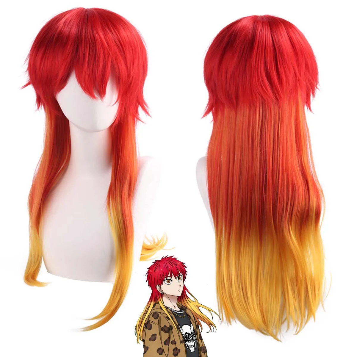 

Аниме Cos идеально подходит для вечеринки на Хэллоуин WIND BREAKER косплей Chika Takiishi красный смешанный оранжевый длинный парик с прямыми волосами