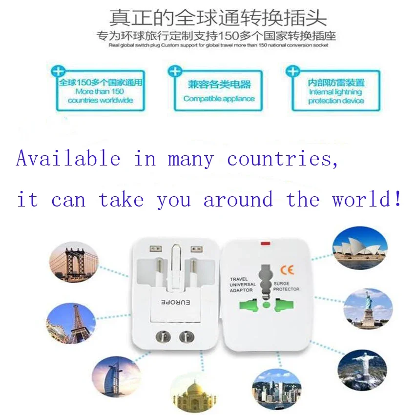 Real Rushed Travel Converter Adaptor Universal Conversion Plug Multi-purpose For Many Countries,such As Us\\uk\\au\\eur Etc.