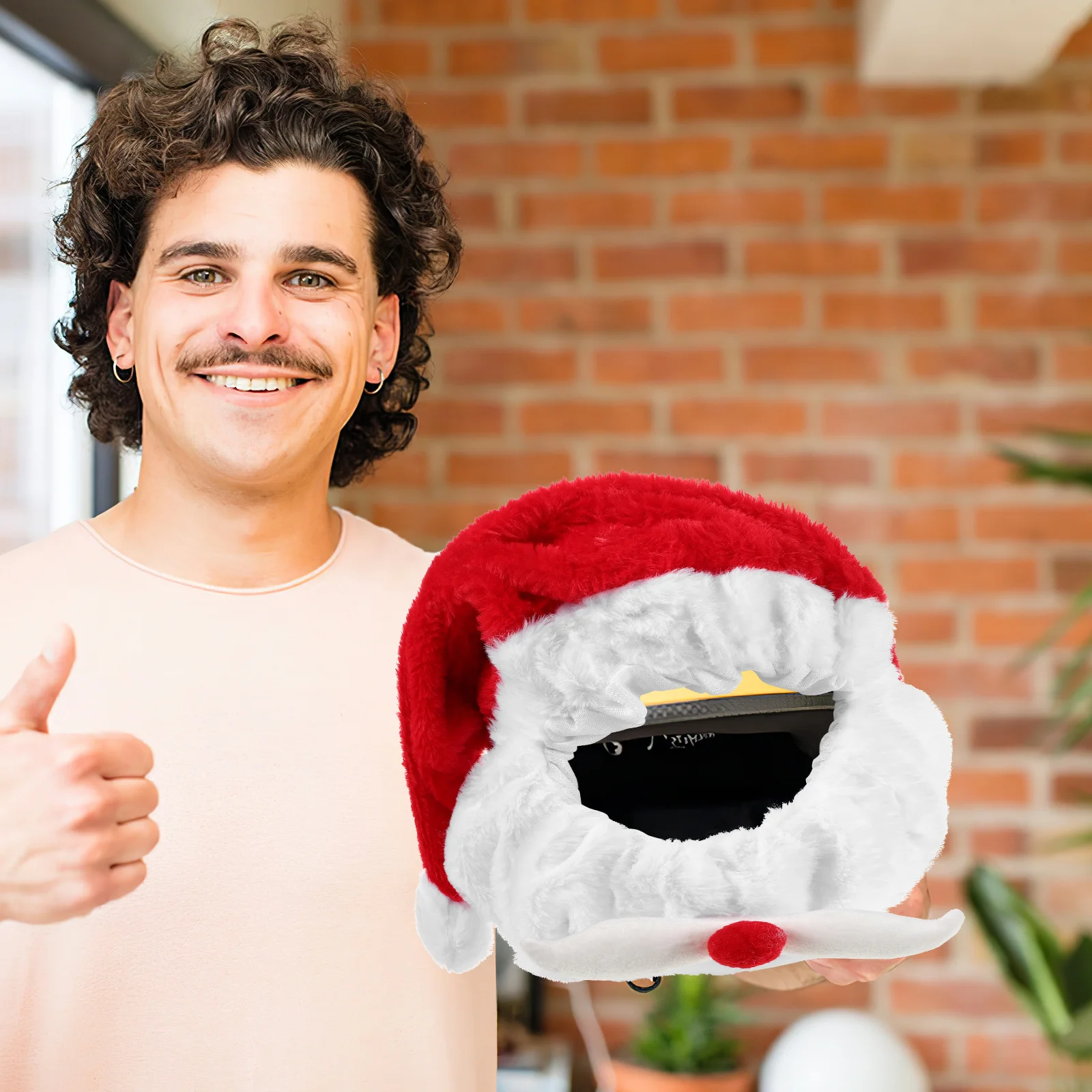 

Santa Hat Cover for Decorative Cute Caps Men Has Christmas Motor Cycling Polyester Elder