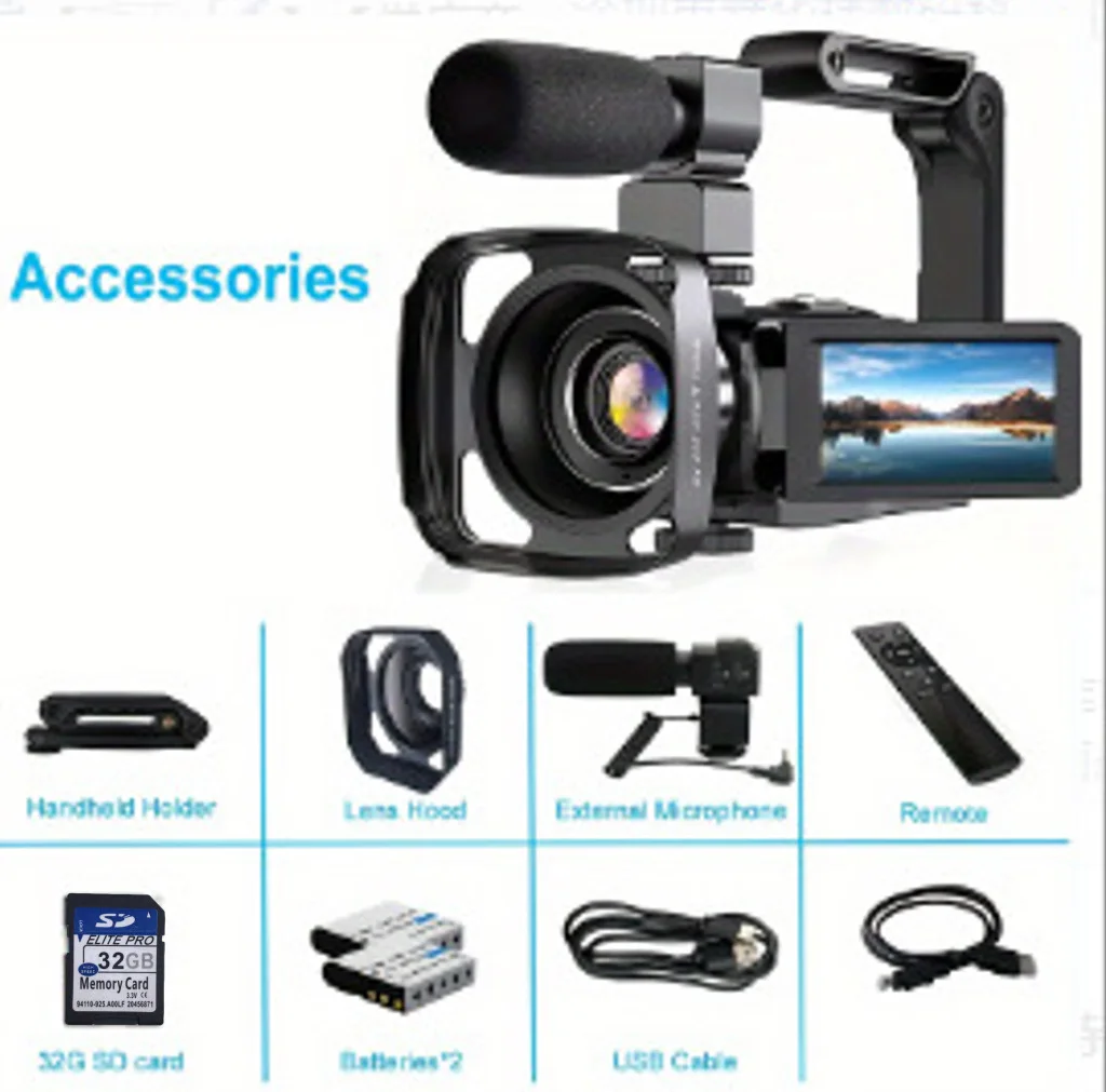 Digital Camera for Photography and 18X Digital Zoom WIFI Webcam Compact Vlogging Camera 3'' 270° Flip Screen Recorder