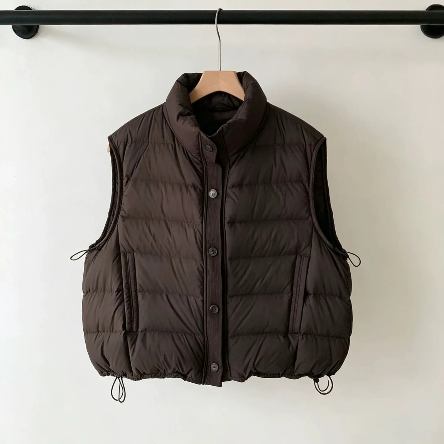 New Puff Quilted Vest with Stand-up Collar Puffer Vest Thickened Insulated Waistcoat White Duck Down Coat