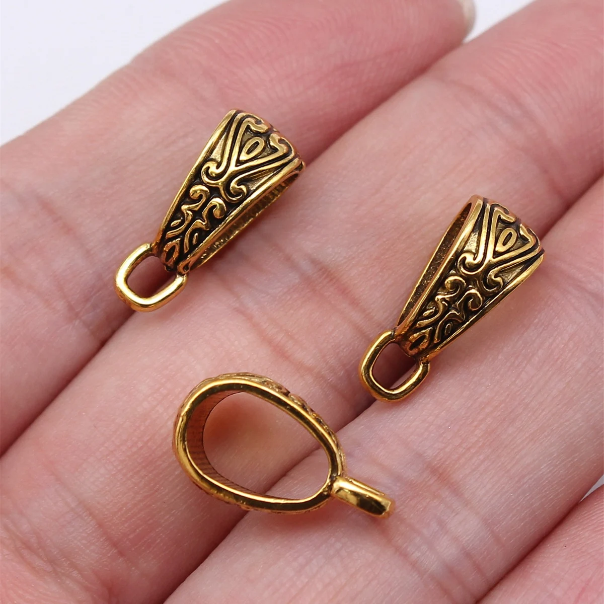 WYSIWYG 20pcs 17x6mm Big Hole Beads Bail Beads 3 colors Antique Silver Color Antique Gold Color Bail Beads Pendants Charm