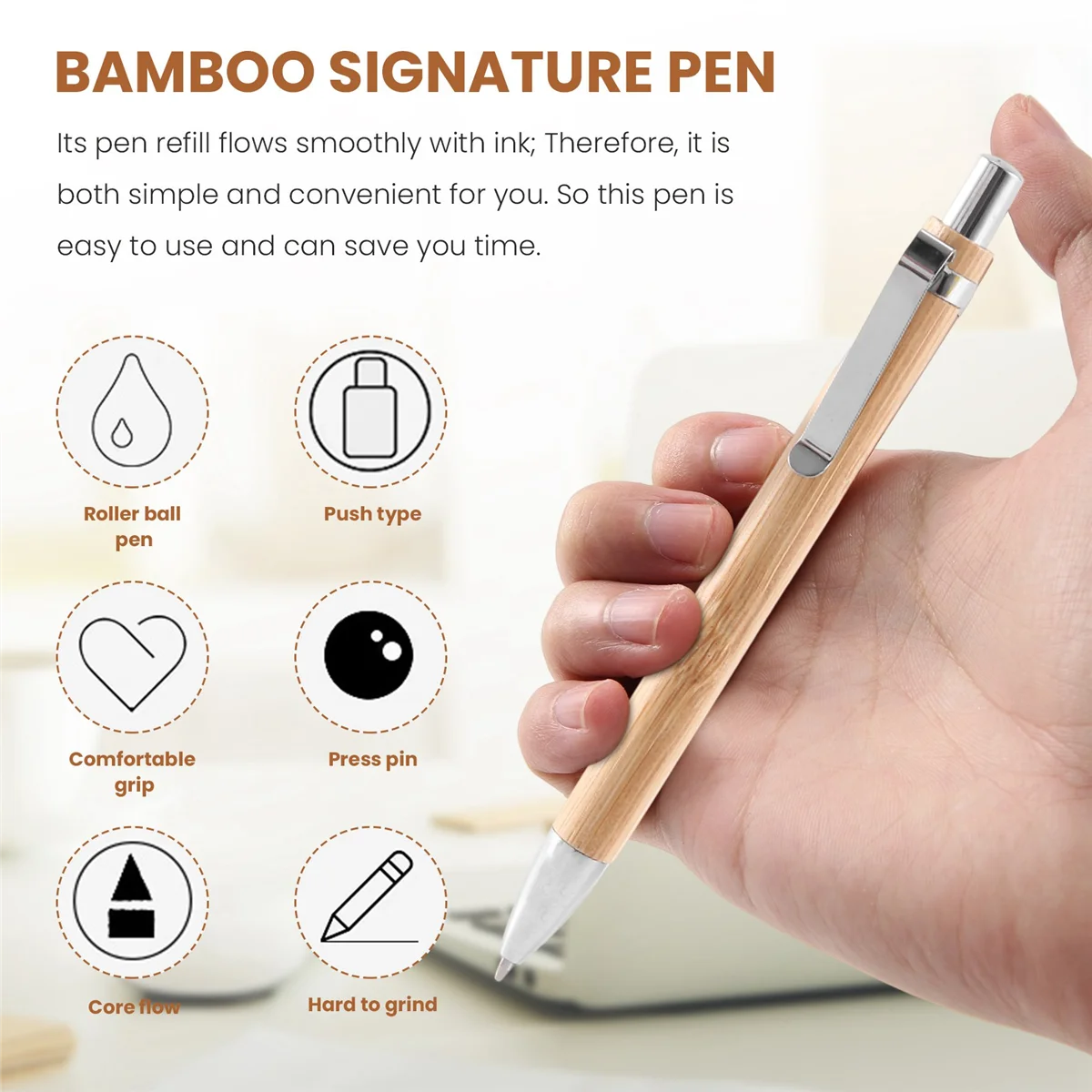 기타 볼펜 세트 대나무 나무 필기구, 10 개 세트