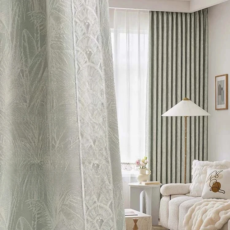 High Precision Relief Jacquard Curtain French Retro American Light Luxury Living Room Bedroom Shading Anti-bacterial Curtain