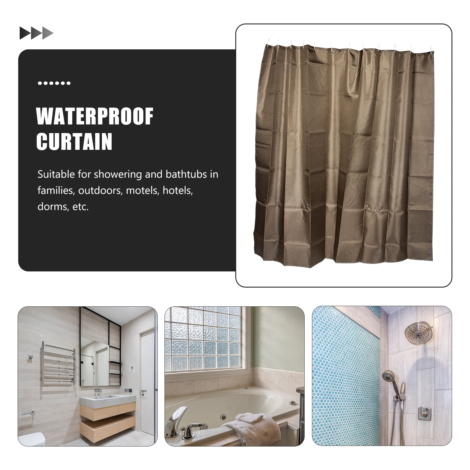 

Водонепроницаемая занавеска для ванной, занавеска для душа, двойная коричневая ромбовидная точка, стильная перегородка для ванной комнаты, простая установка, крючки, быстросохнущие