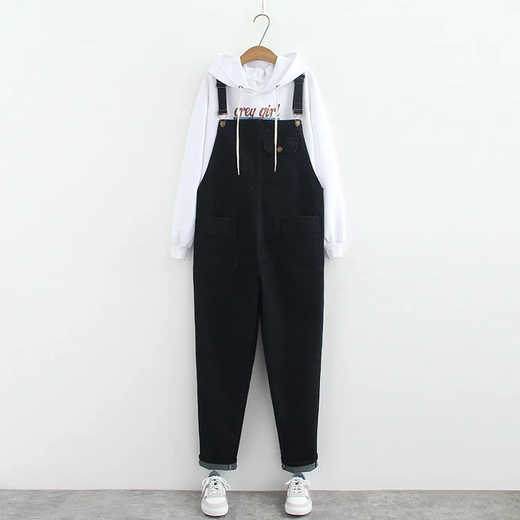 plus Size Denim Overalls Women's Spring Autumn Slimming Faion Loose Strap Workwear Jumpsuit Trendy High Waist Long Pants