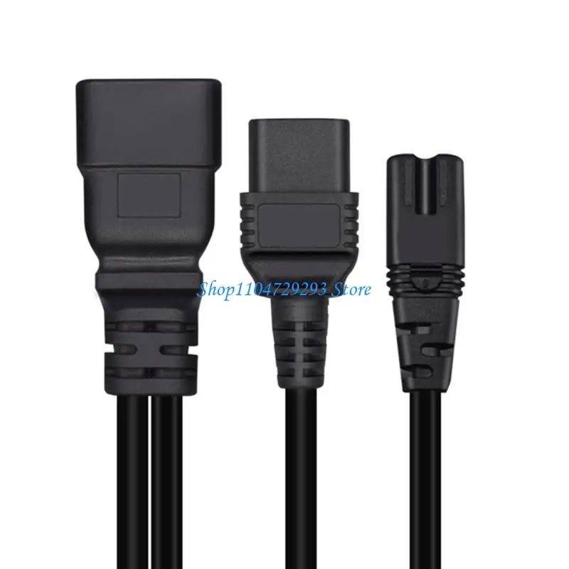 Y2GD Power Splitter Adapter Cable IEC320C20 to C19+C7 Two Outlet Plugs Conversion PVC Extension Cord Home Appliance
