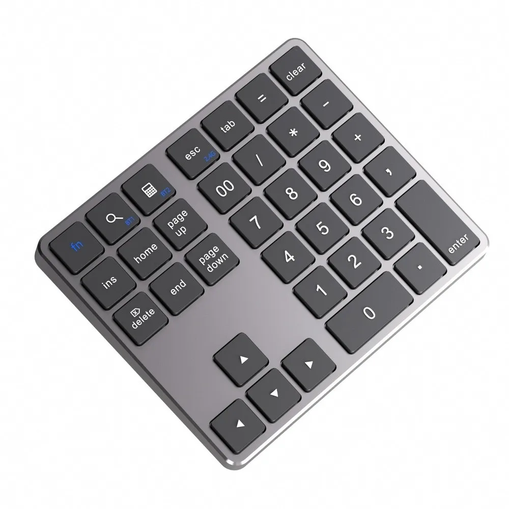 Mini 2.4G and Bluetooth Wireless Keyboard 35 Keys Rechargeable Mini Digital Keypad Mute Ergonomic Wireless Numeric Keypad Office