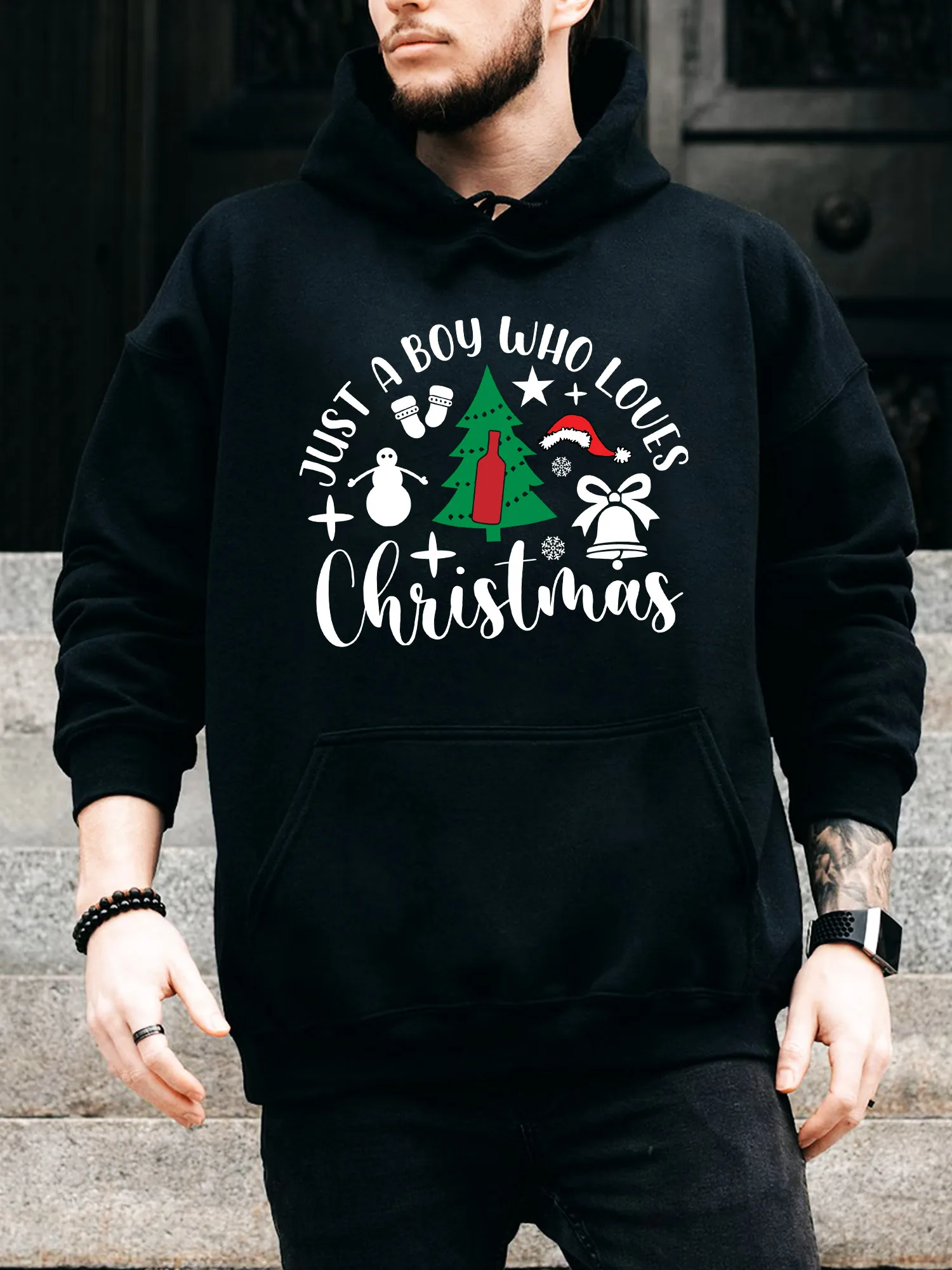

Мужская толстовка с капюшоном на шнурке Just a Boy Who Loves — повседневный удобный черный пуловер, осенне-зимняя толстовка с капюшоном