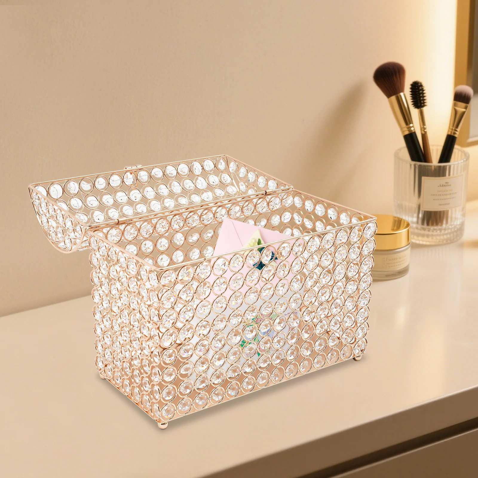 Wedding Card Box - Porta-cartões dourado de 31×16×25cm, caixa de