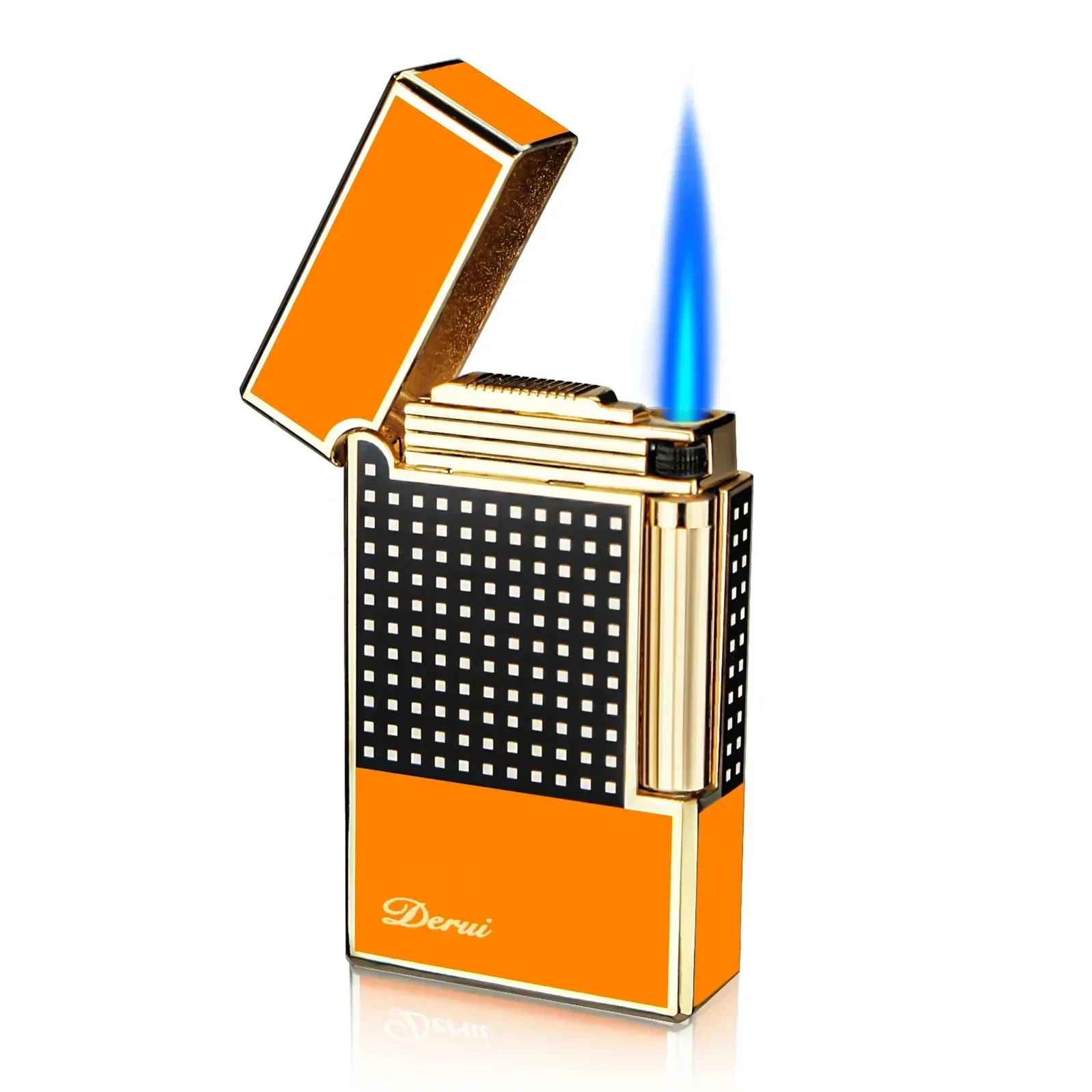 Cigar Lighter Torch Jet Blue Flame Refillable Butane Gas Flintstone Lighter with Cigar Punch Cigar Accessories for  Cigars