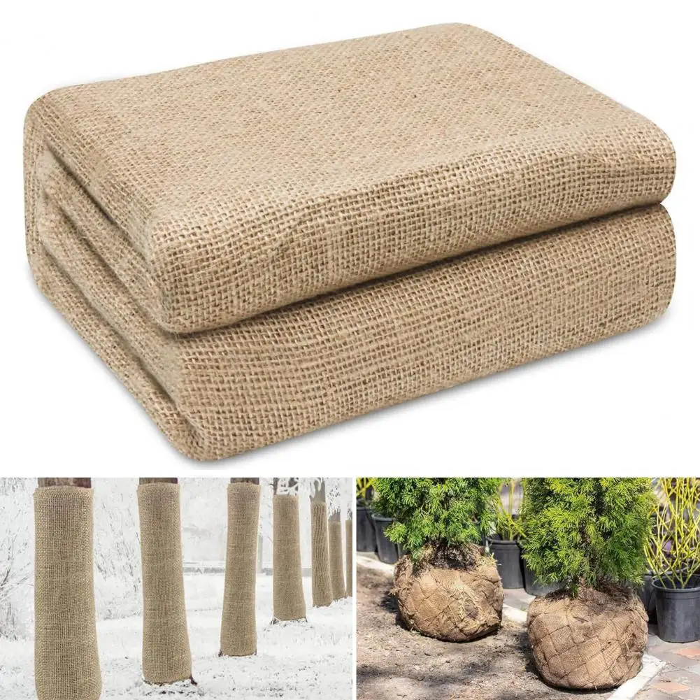 Tela de yute para árbol de invierno, tela de jardinería paisajística, rollo de tela de arpillera de yute Natural para envolver árboles de invierno, cubiertas para plantas para jardín