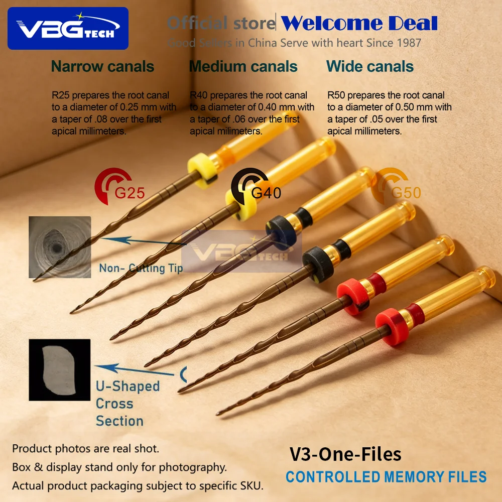 6pcs 25mm R40R50 Dental Reciprocating Endo Rotary Files Endodontic Only One Root Canal File Heat Activated Dentistry Instruments