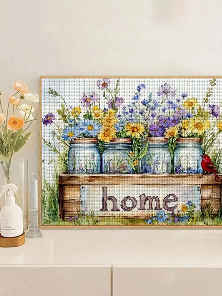 1 Stück 30x40 cm/11,8*15,74 Zoll Blumen-Motiv Kreuzstich-Set DIY-Kit 11CT/14CT DIY-Stickerei-Set DIY-Kreuzstich-Set – Detail 1
