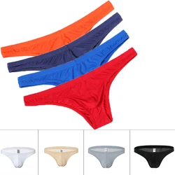 Cueca de seda gelo triangular masculina, calcinha biquíni nylon, lingerie masculina de cintura baixa, roupa íntima que acentua o bulge