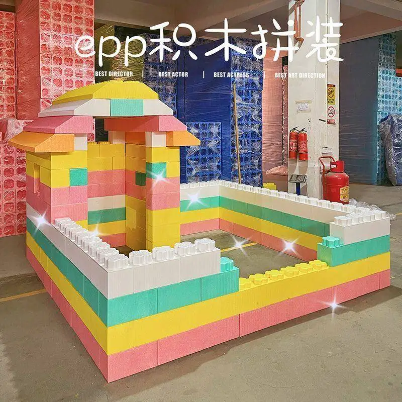 Imagem -02 - Grande Epp Building Block Park Espuma Castelo Extragrande Montagem Indoor Tijolo Cerca de Parede Parque Infantil