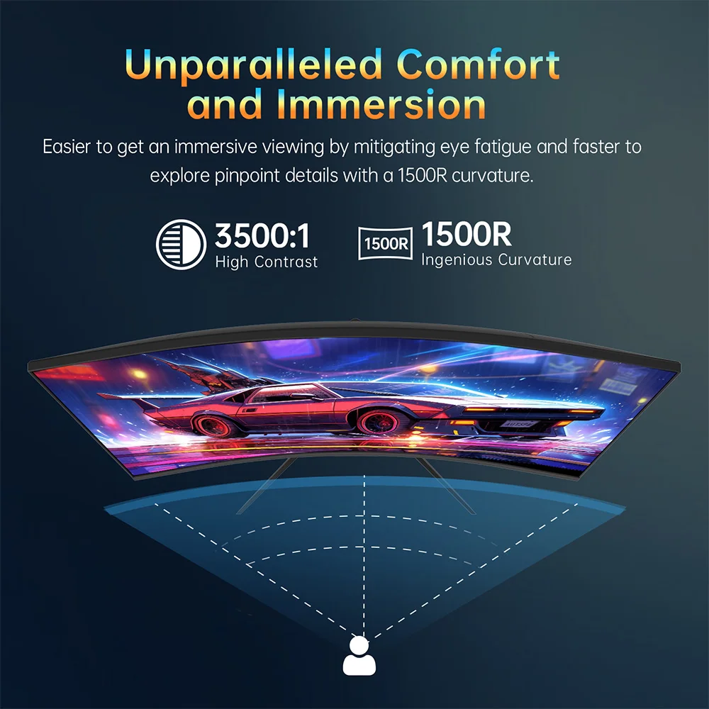 KTC H32S17 Gaming-Monitor 32 Zoll 2560 x 1440 QHD 180 Hz HVA gebogen 1500R 300 cd/m2 Helligkeit, 125 % sRGB, 1 ms (MPRT) Reaktionszeit Ansicht 2