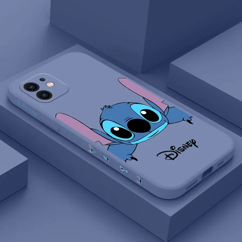 Disney Side Print Stitch Phone Case For iPhone 15 14 13 12 11 Pro Max Mini X XR XS MAX 8 7 Plus Liquid Silicone Cases Cover