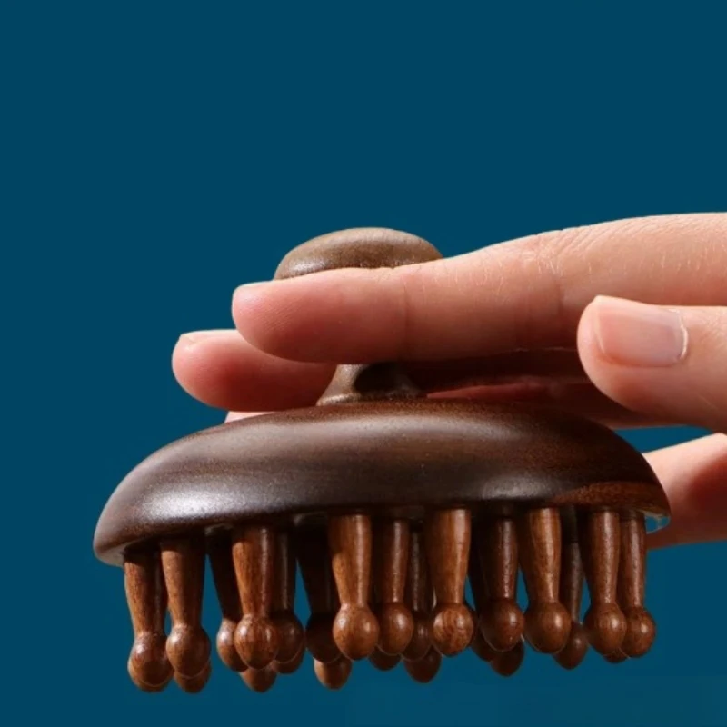 

1/2 шт. многофункциональная деревянная терапевтическая массажная расческа для кожи головы, массажер для головы, сандаловое дерево, круглые зубы, соскабливание, массаж тела