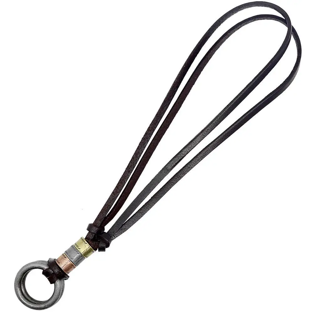Unisex Leather Glasses Retainer String with Two Circles Eyeglasses Holder Necklace for Fashion Glasses Oversized