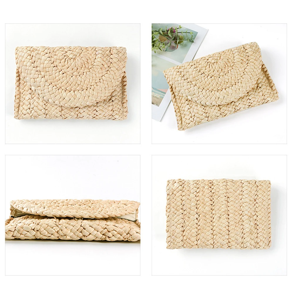 Summer Beach Vacation Clutches Bags for women Hand Knitted Rattan Straw Women Handbags New Fashion Luxury Bag Woman Wallet