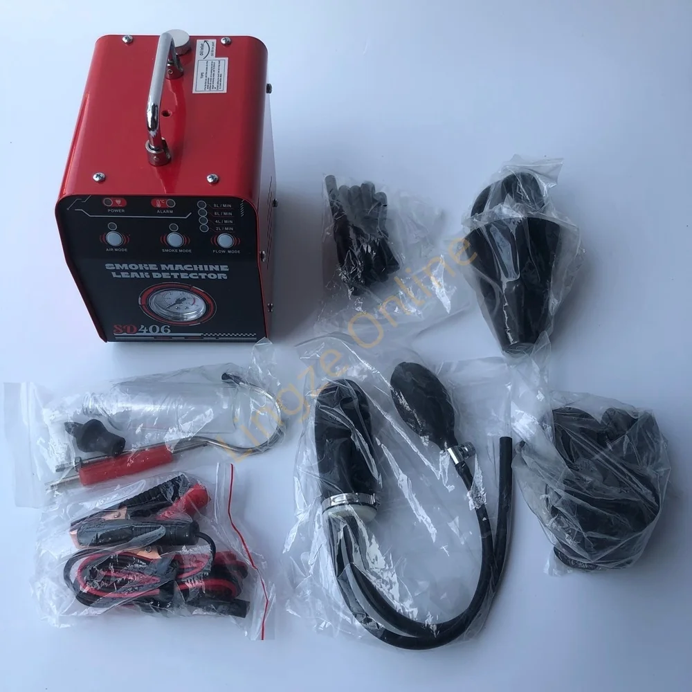 

SD403-SD407 12V Dual Mode Automotive Smoke Machine Leak Detector with Adjustable Pressure Gauge Car Pipe Leakage Tester