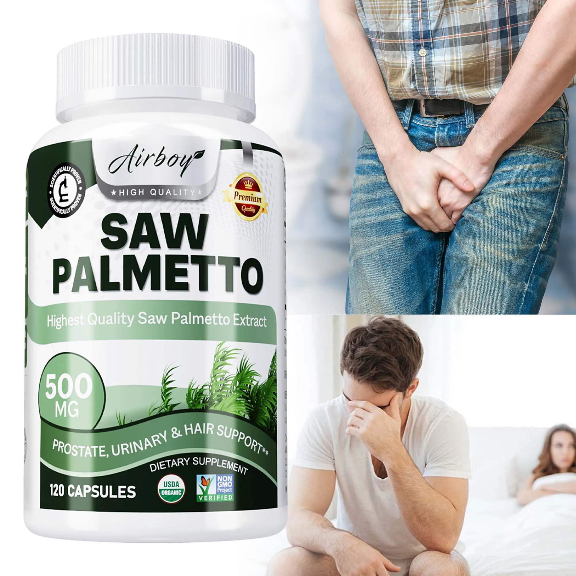 Saw Palmetto Capsules - Reduce Frequent Urination, For Prostate and Bladder Health, Promotes Hair Growth, Maintain Vitality