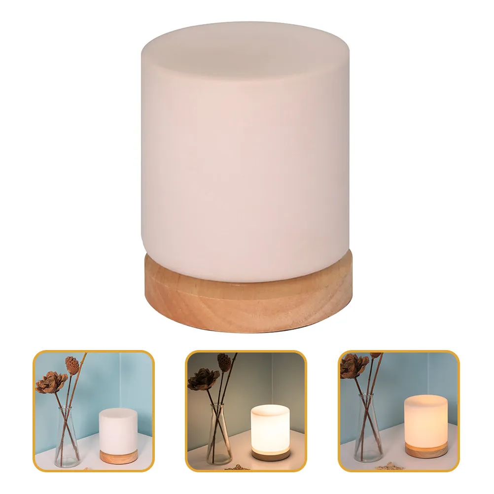 

1 Piece Solid Wood Glass Table Lamp Warm LED Desk Light for Bedroom Nightstand Office Decorative Bedside Lamp Us Plug