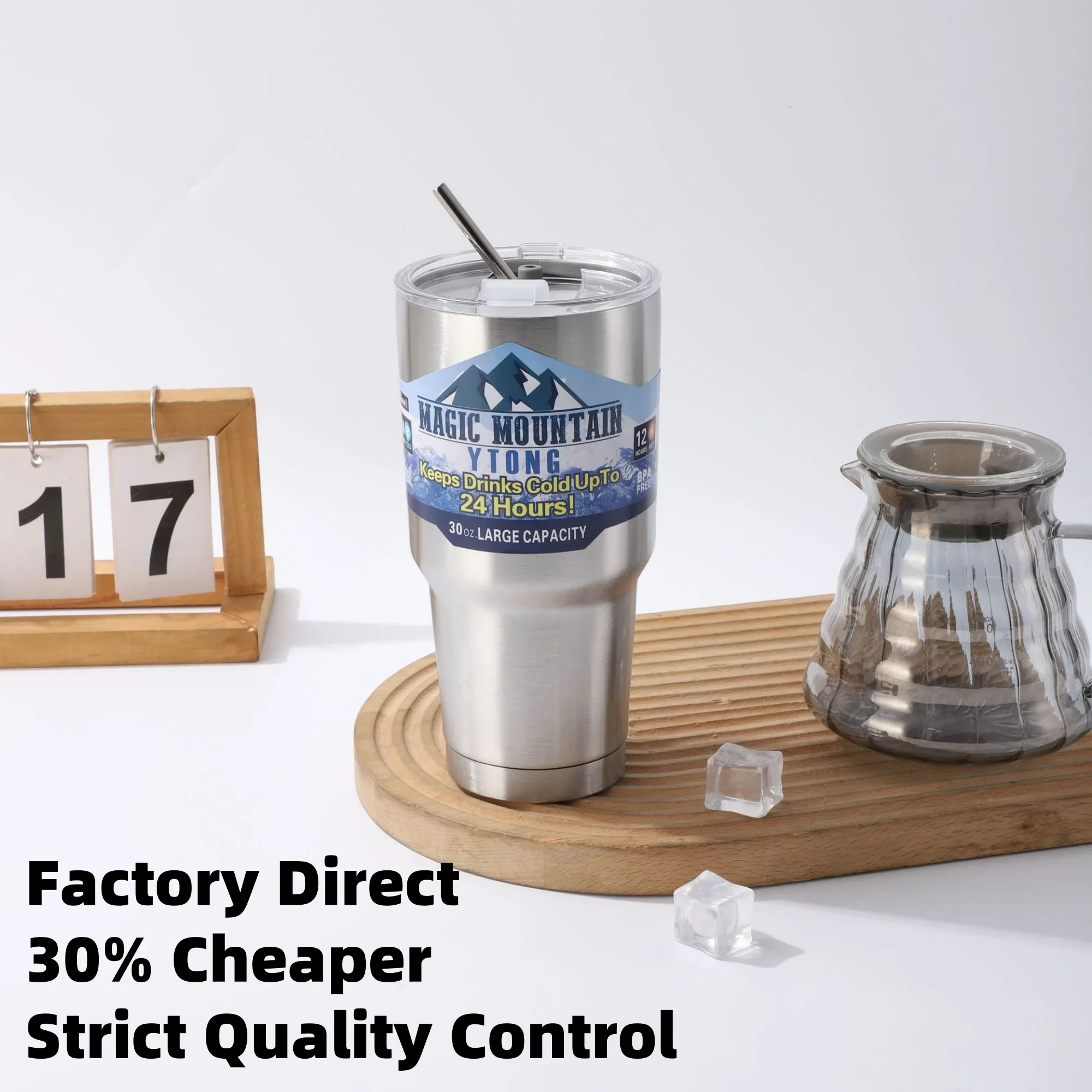 

Vacuum Insulated Stainless Steel Thermos Cup with Straw, Ice Coffee Tumbler for Travel, Outdoor, Office