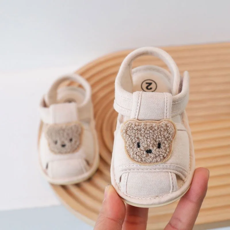 

0-18M Adorable Cartoon Infant Cotton Sandals Non-slip Prewalker Shoes For Toddler Baby Boys And Girls