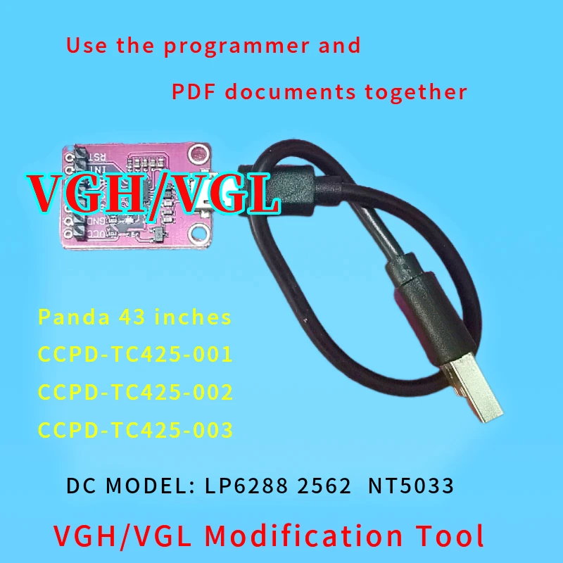 Panda CCPD-TC425-001/002/003 tcon VGHVG voltage regulator programmer plus PDF repair information