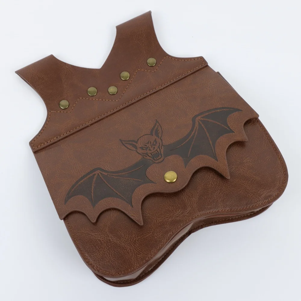 Halloween Medieval PU Leather Waist Bag, Bat Pattern Belt Pouch LARP Cosplay Costume Prop - view 3
